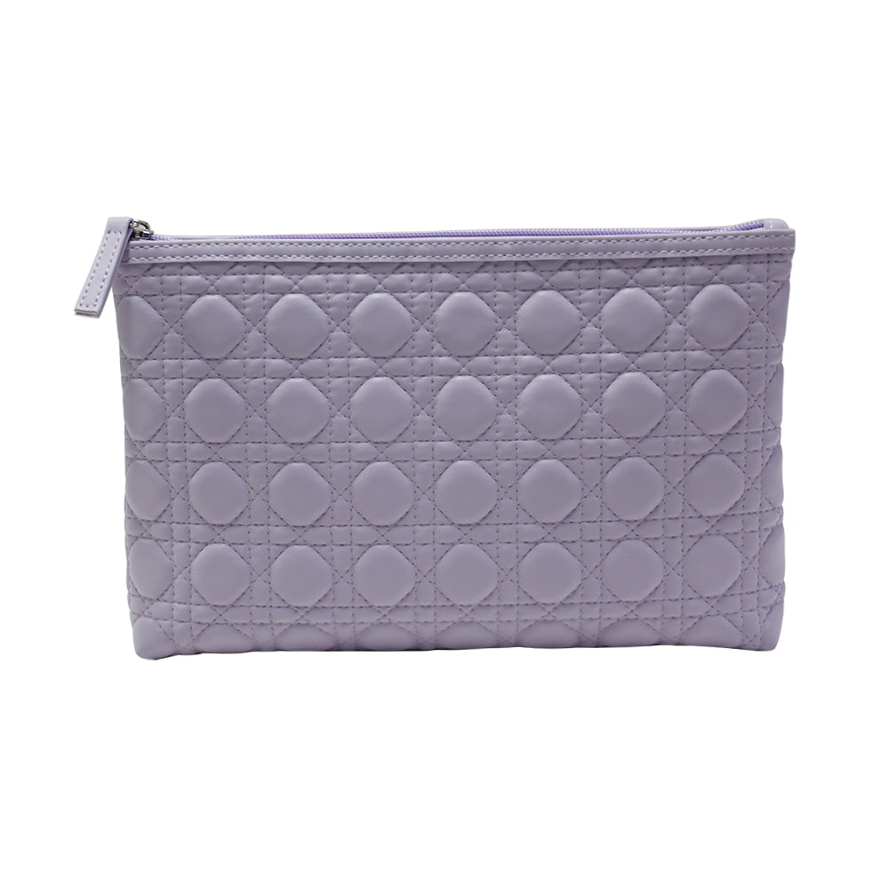 3703 Purple Cannage Stitching Portable Cosmetic Bag