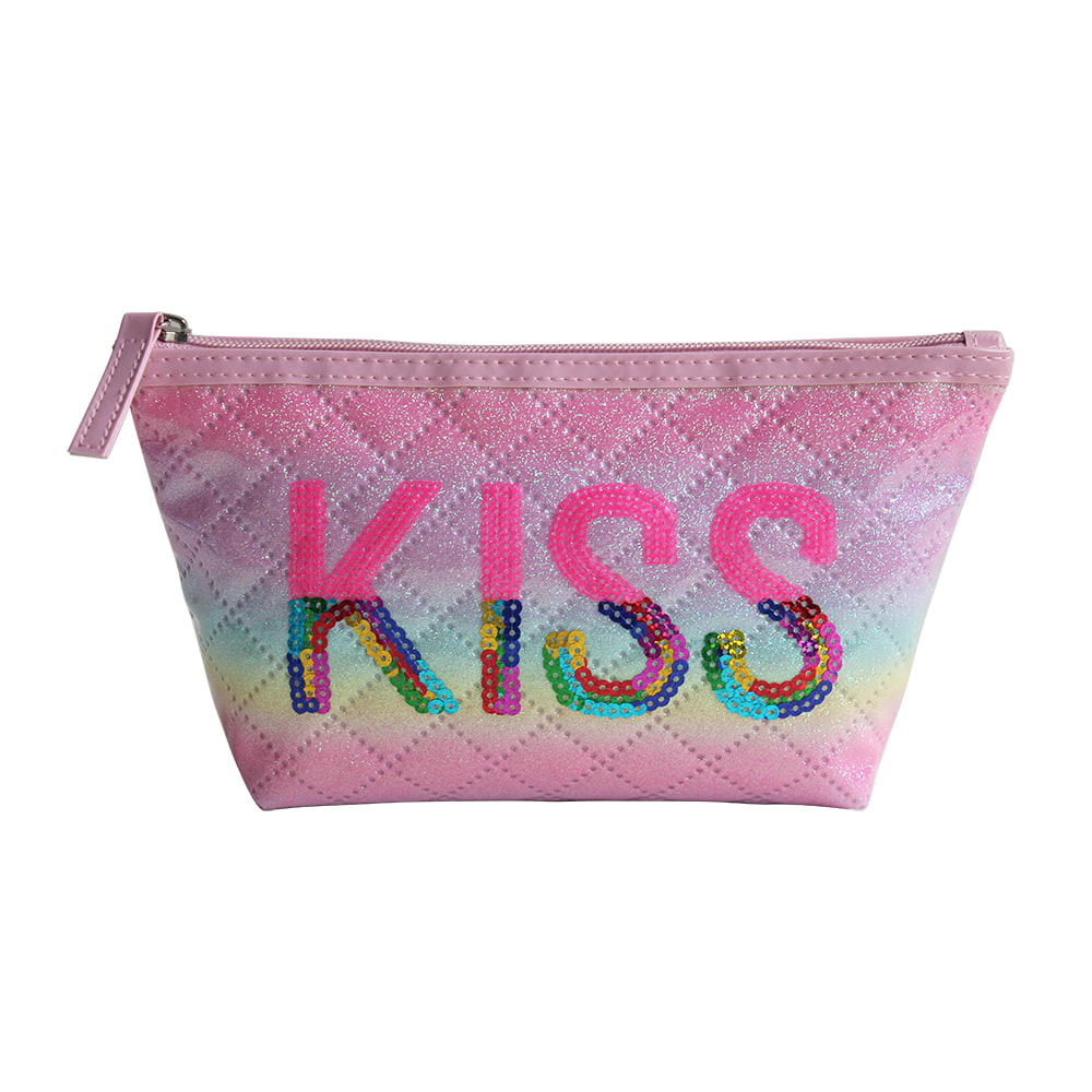 5081 Holographic Ombre Kiss Glitter Print Cosmetic Bag