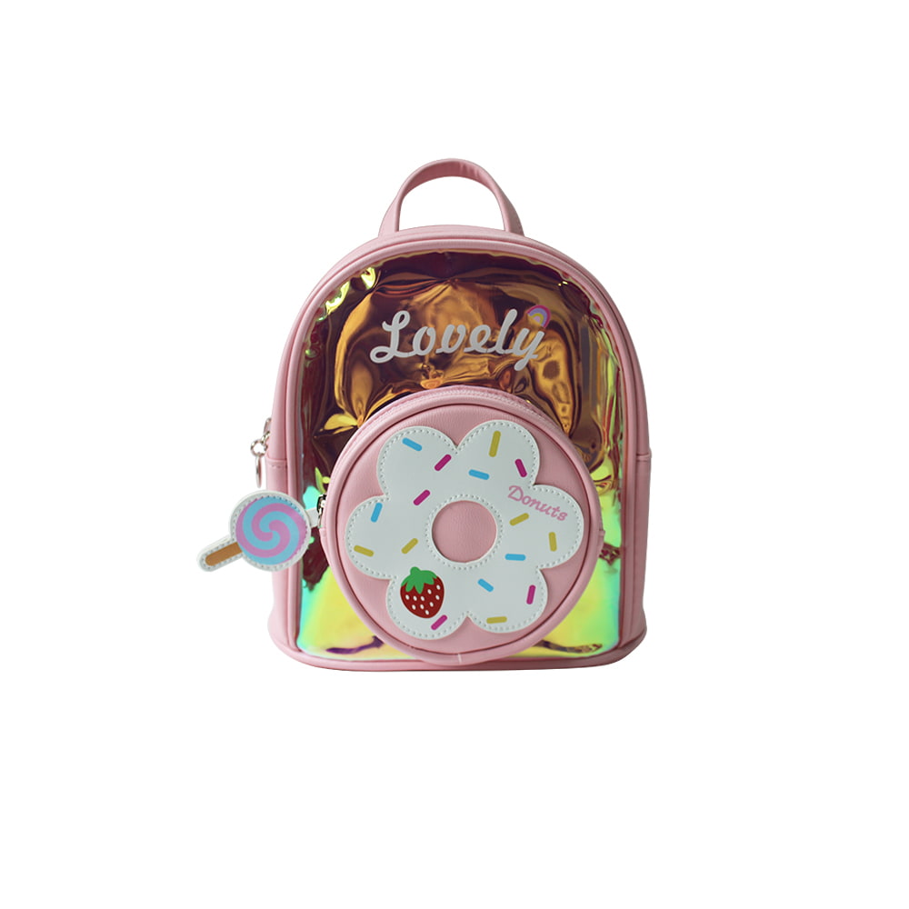 4763 Sweet Donuts Design Holographic School Backpack