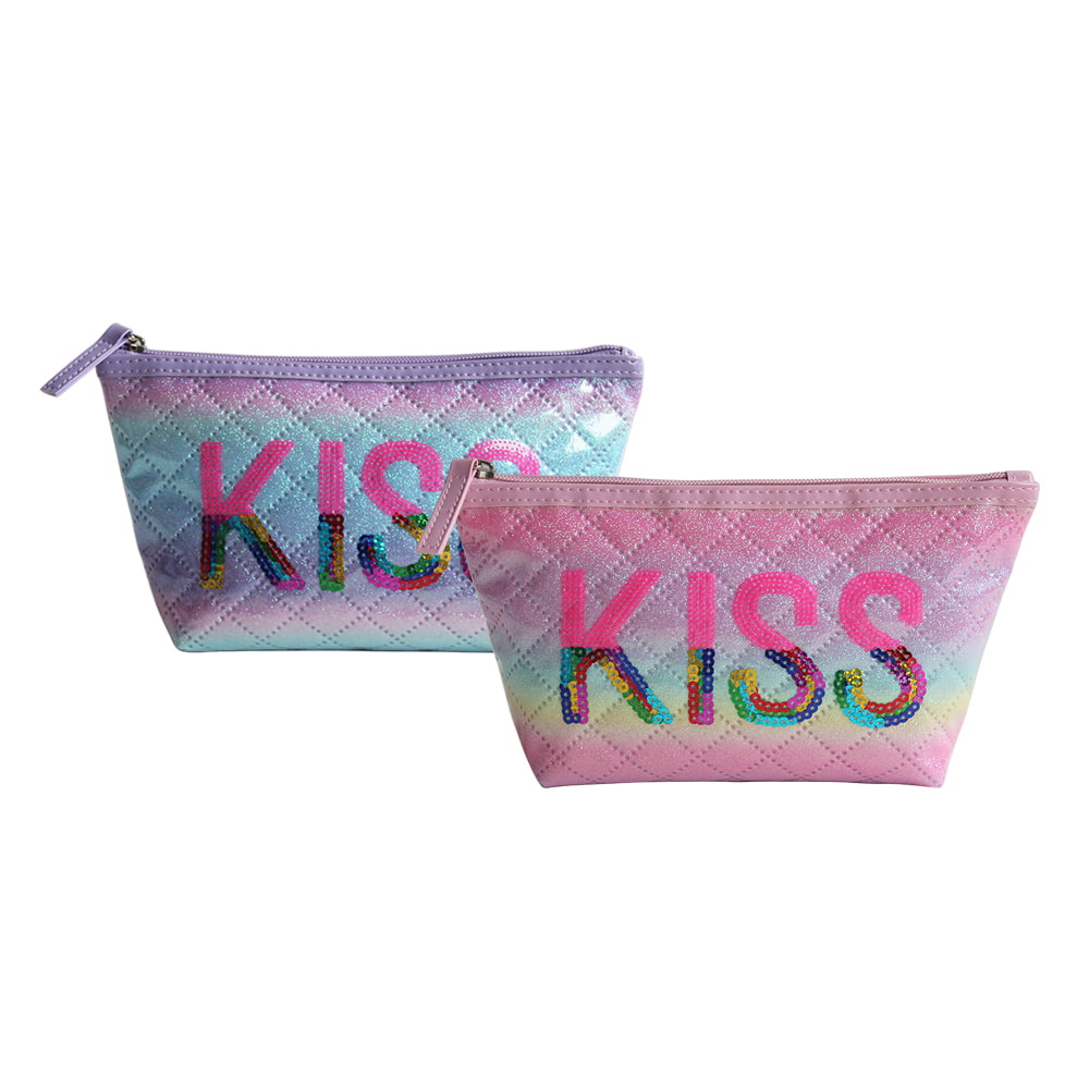 5081 Holographic Ombre Kiss Glitter Print Cosmetic Bag