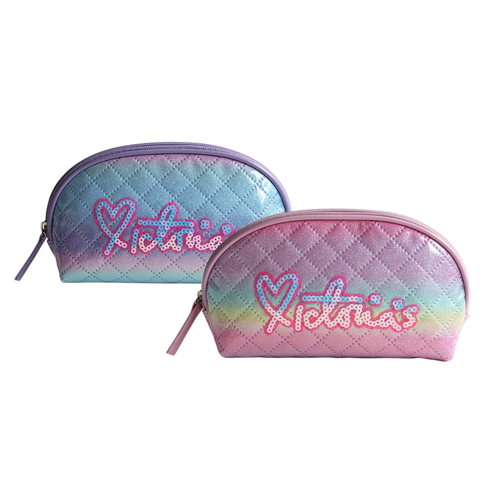 3680 Cute Pink Ombre Hologram Makeup Bag for Women