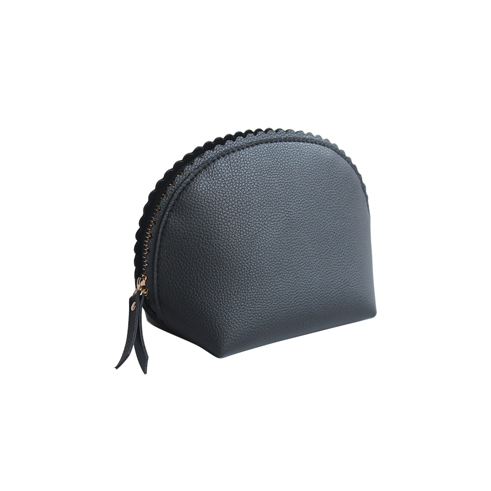 2922 Multifunction Black Leather Mini Cosmetic Pouch