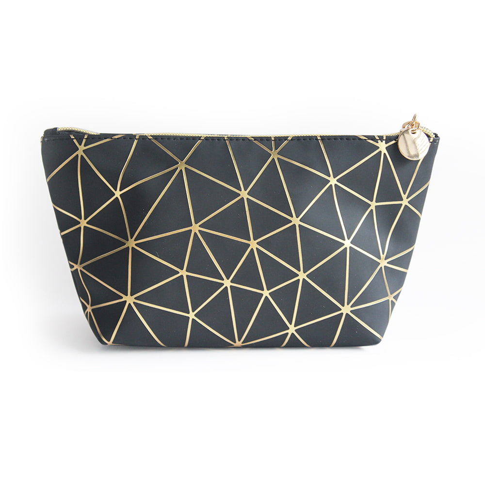 2947 Gold Geometric Lines Cosmetic Organizer Toiletries Bag