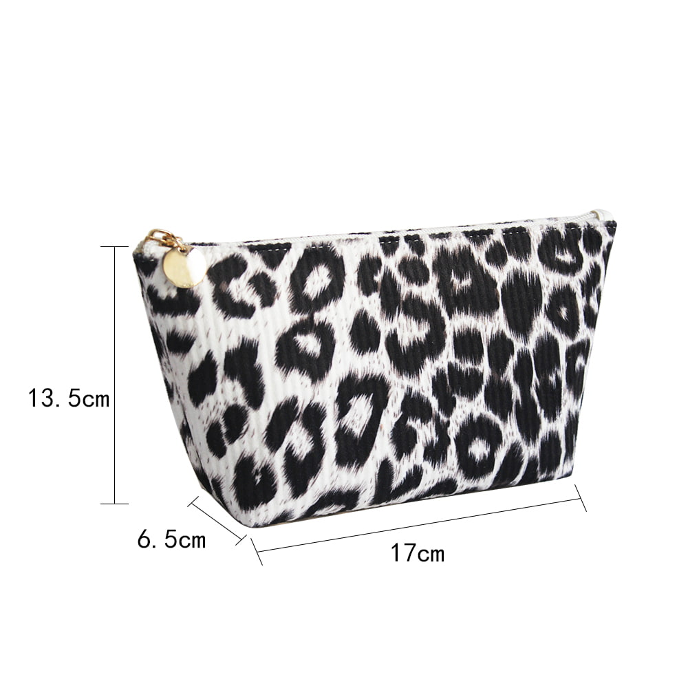 2947  Snow Leopard Print Zipper Cosmetic Organizer Bag