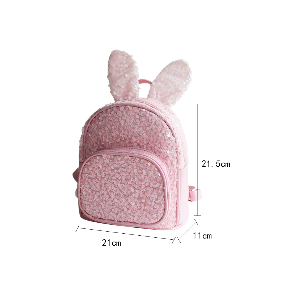 4051 Cute Rabbit Ears Sequin Girls Backpack Bag