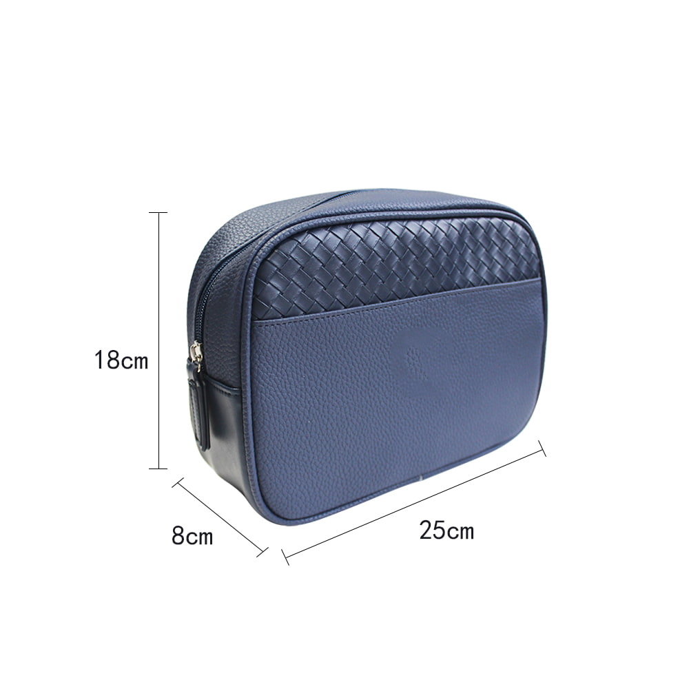 4678 Vintage Navy Blue Intrecciato Leather Cosmetic Bag