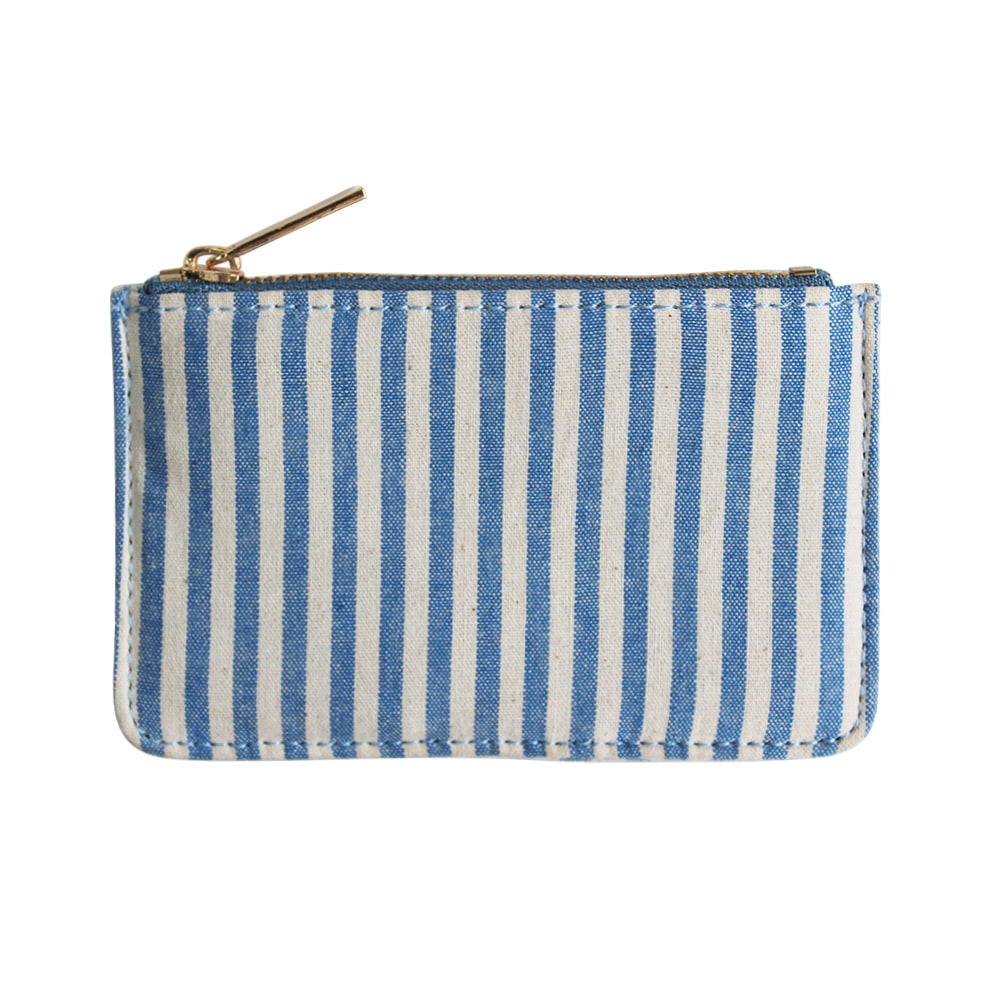 4729 Blue and White Stripes Zipper Makeup Cosmetic Bag