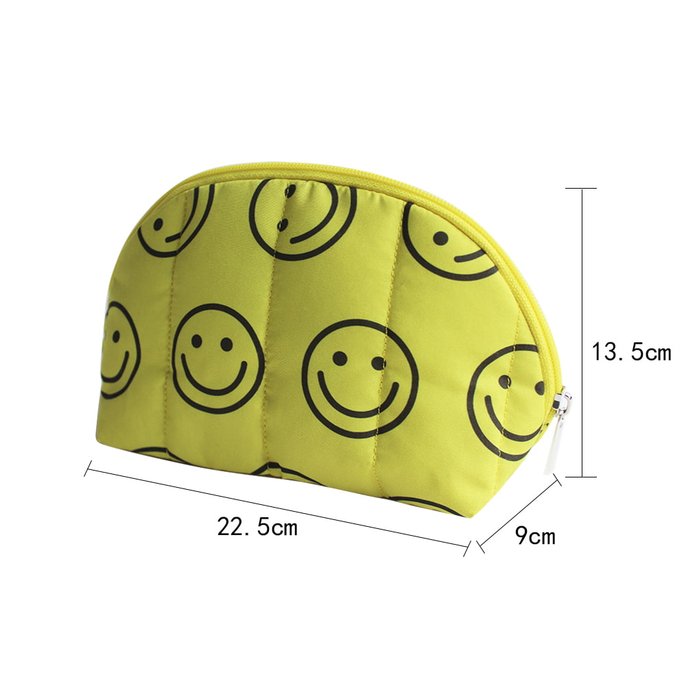 4730 Yellow Puffy Happy Print Cosmetic Organizer Bag