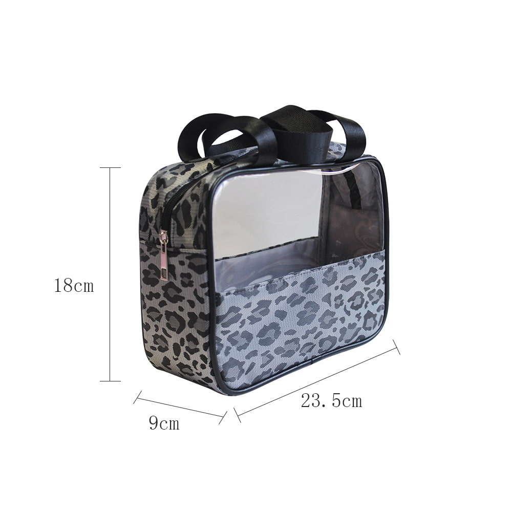 4797 Black White Leopard Print Women Cosmetic Bag