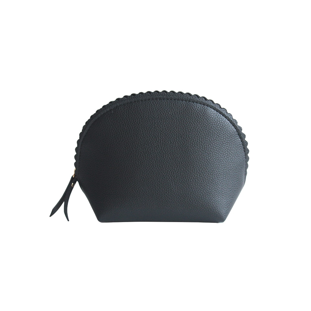 2922 Multifunction Black Leather Mini Cosmetic Pouch