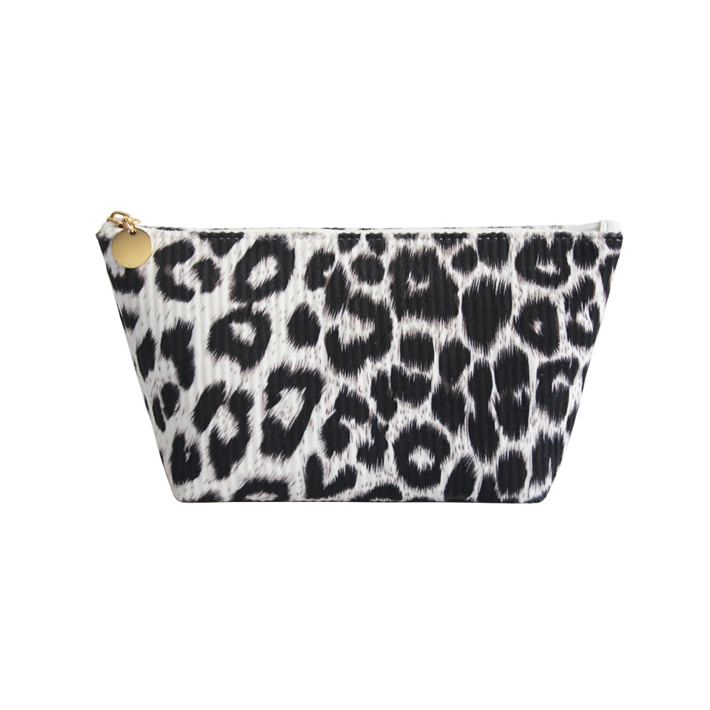 2947  Snow Leopard Print Zipper Cosmetic Organizer Bag