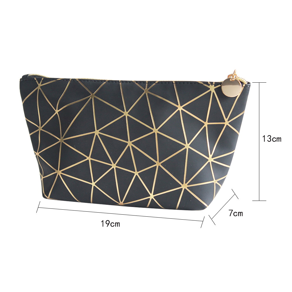 2947 Gold Geometric Lines Cosmetic Organizer Toiletries Bag