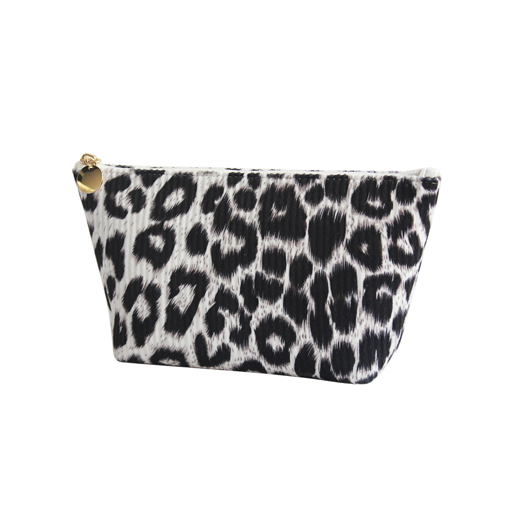 2947  Snow Leopard Print Zipper Cosmetic Organizer Bag