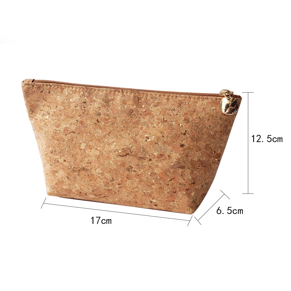 2947 Plain Solid Cork Grain Women Cosmetic Storage Bag