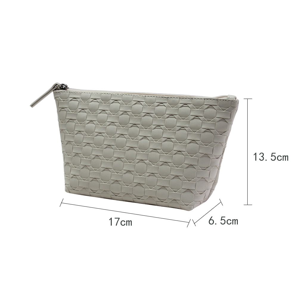 2947 White PU Leather Intrecciato Cosmetic Organizer Bag