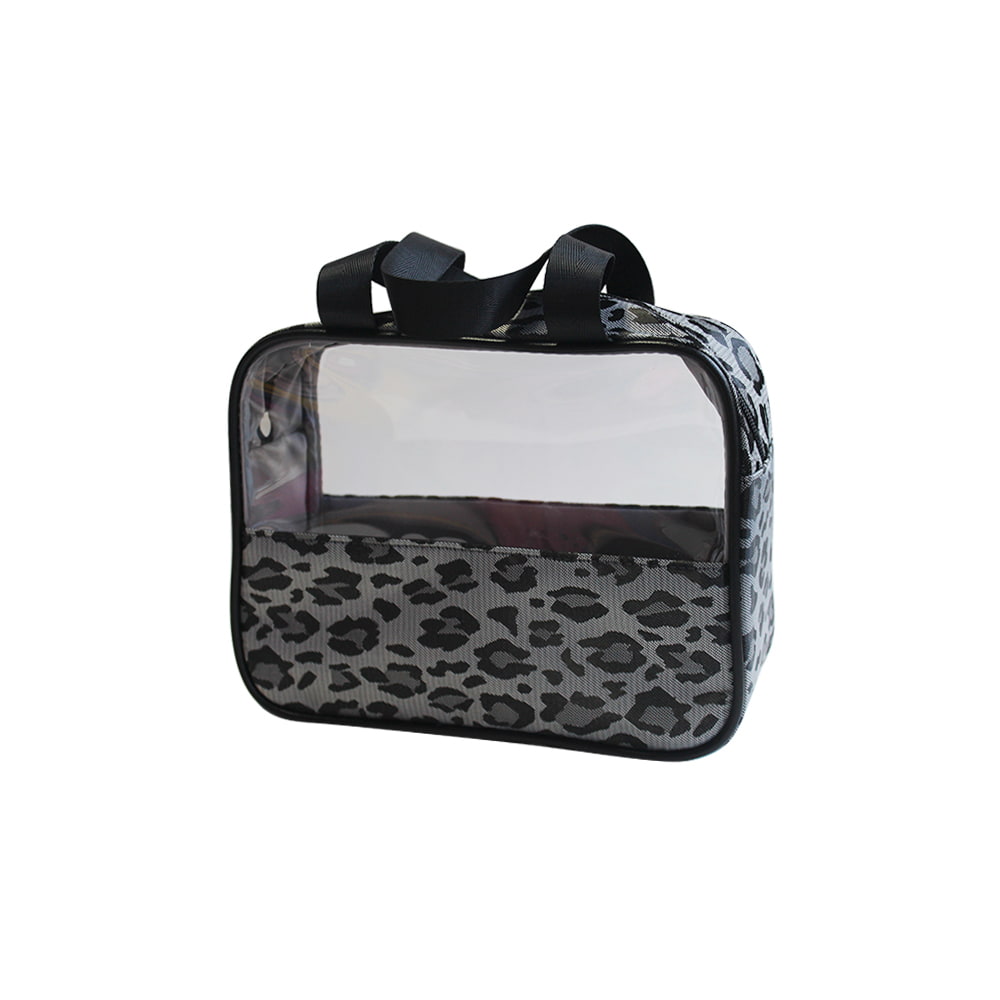 4797 Black White Leopard Print Women Cosmetic Bag