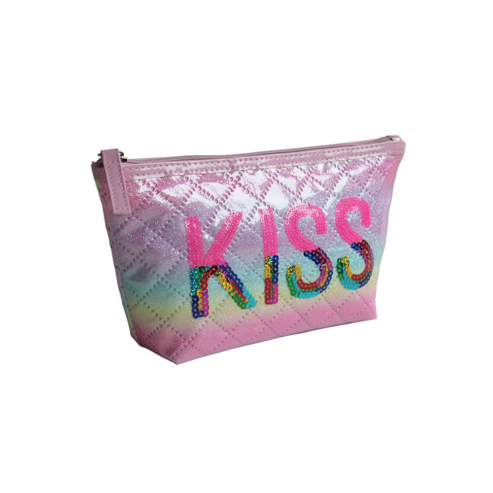 5081 Holographic Ombre Kiss Glitter Print Cosmetic Bag