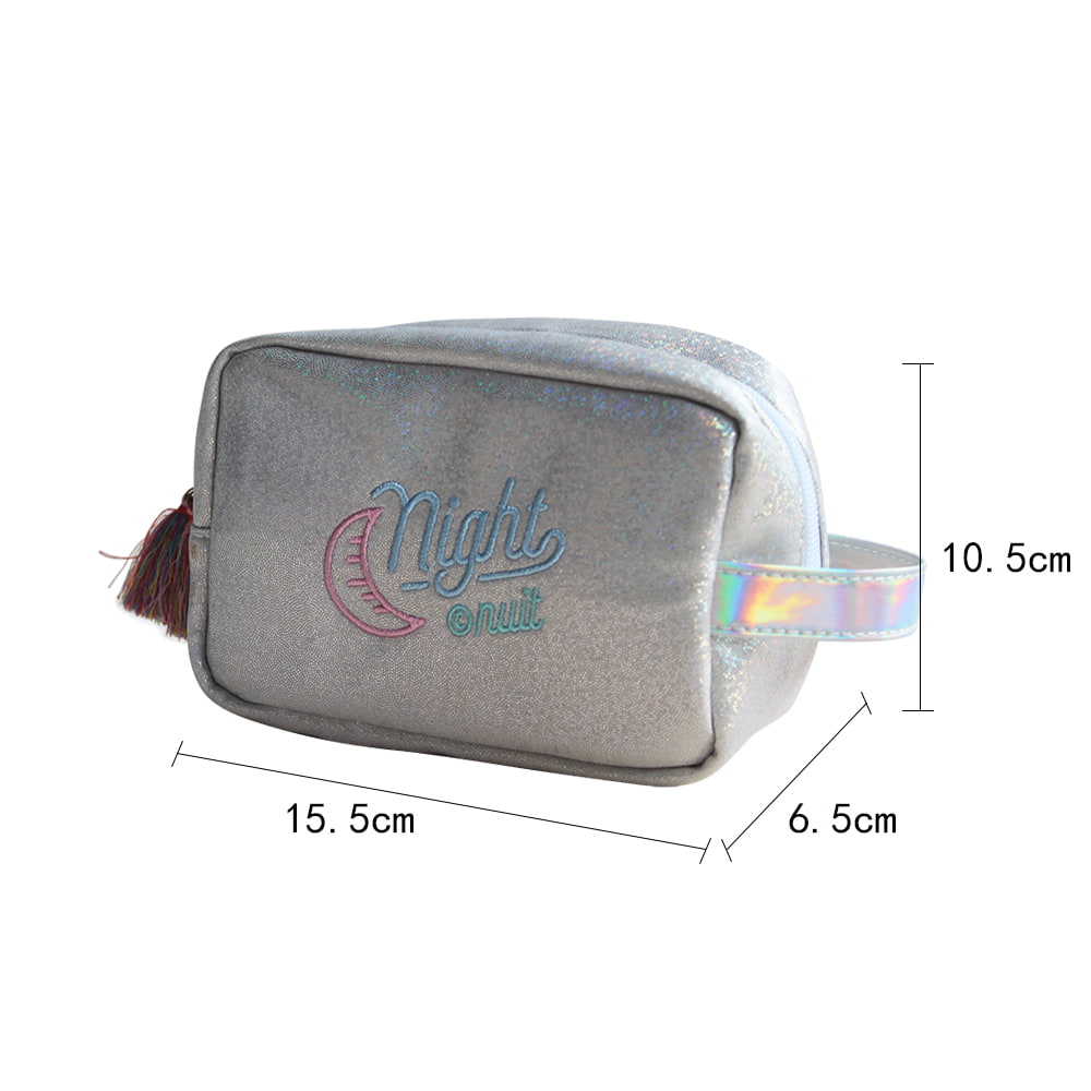 BD-GM07 Holographic Glitter Embroidered Travel Cosmetic Bag