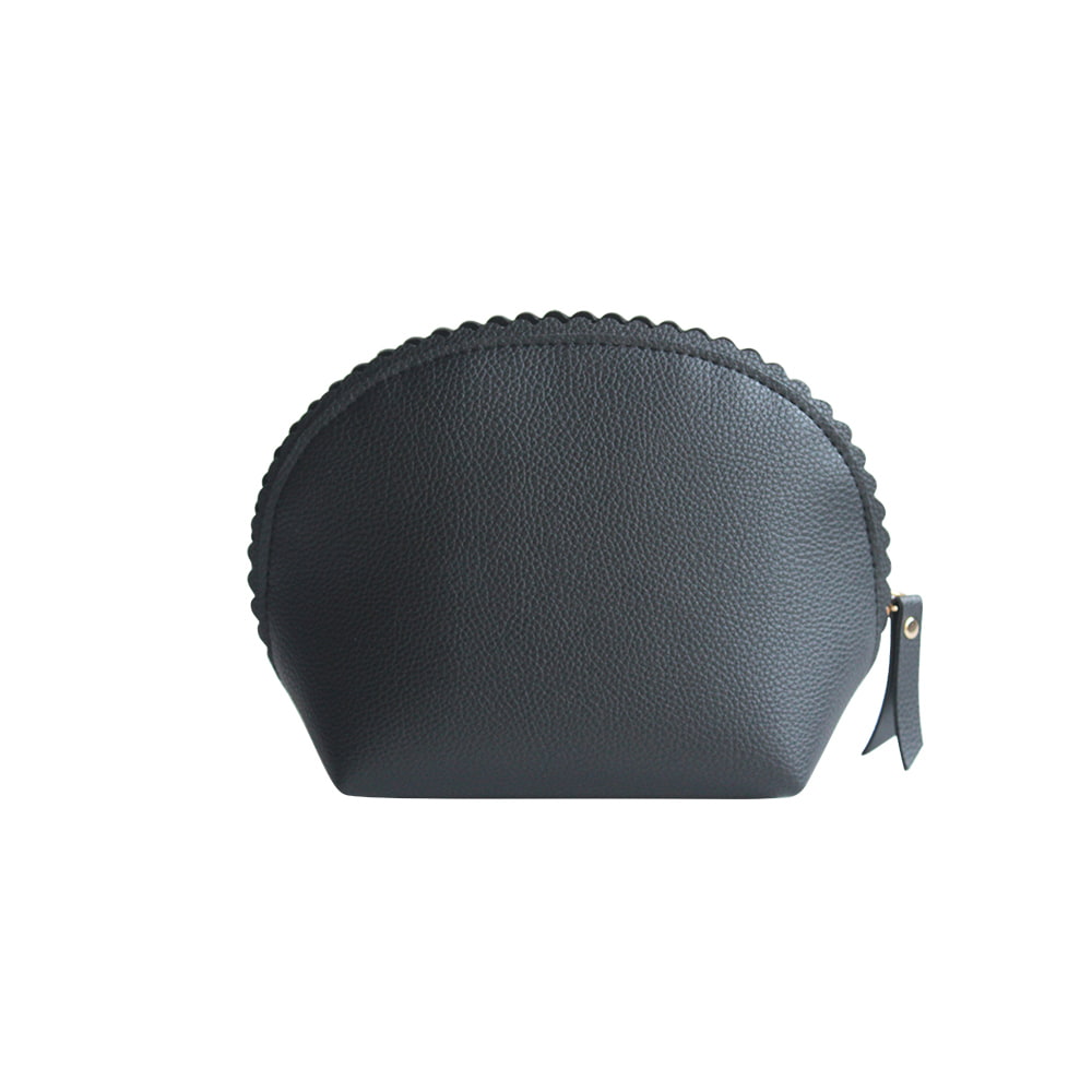 2922 Multifunction Black Leather Mini Cosmetic Pouch