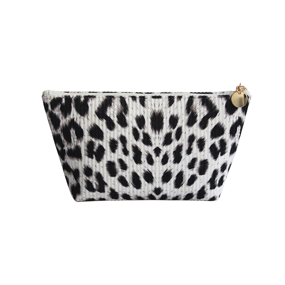 2947  Snow Leopard Print Zipper Cosmetic Organizer Bag