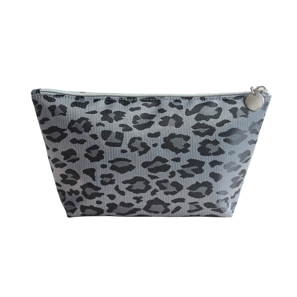 2947 Gray Leopard Print Women Portable Travel Makeup Bag