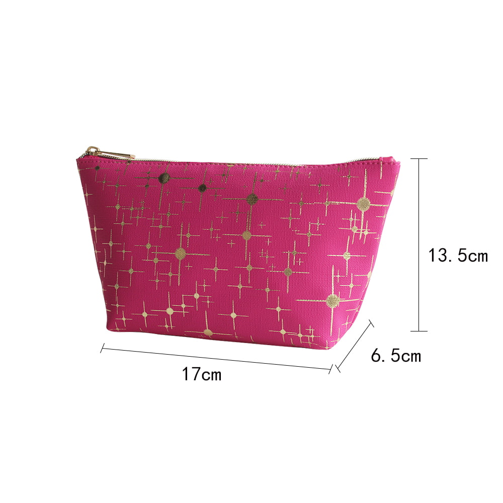 2947 Gold Star Print Leather Portable Travel Makeup Bag