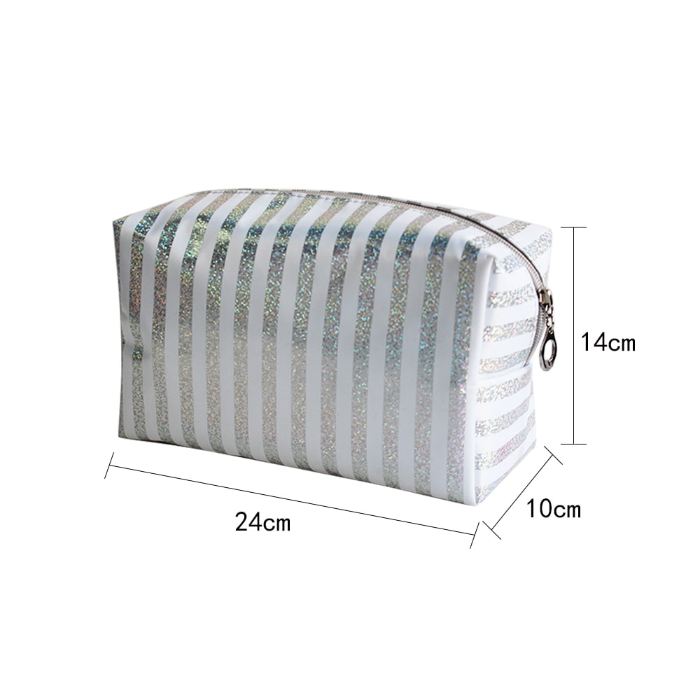 3611 Laser Striped Waterproof Ladies Cosmetic Storage Bag