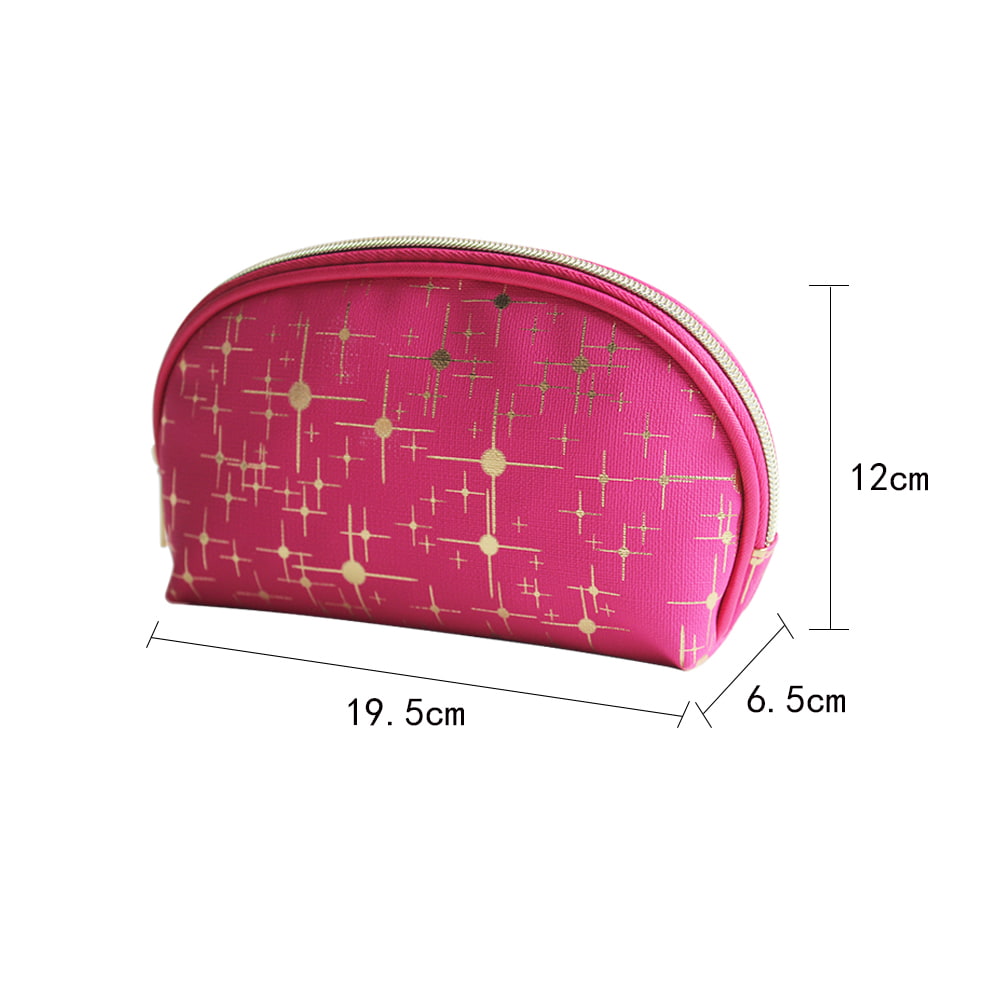 3680 Gold Star Print Zipper PU Leather Cosmetic Bag