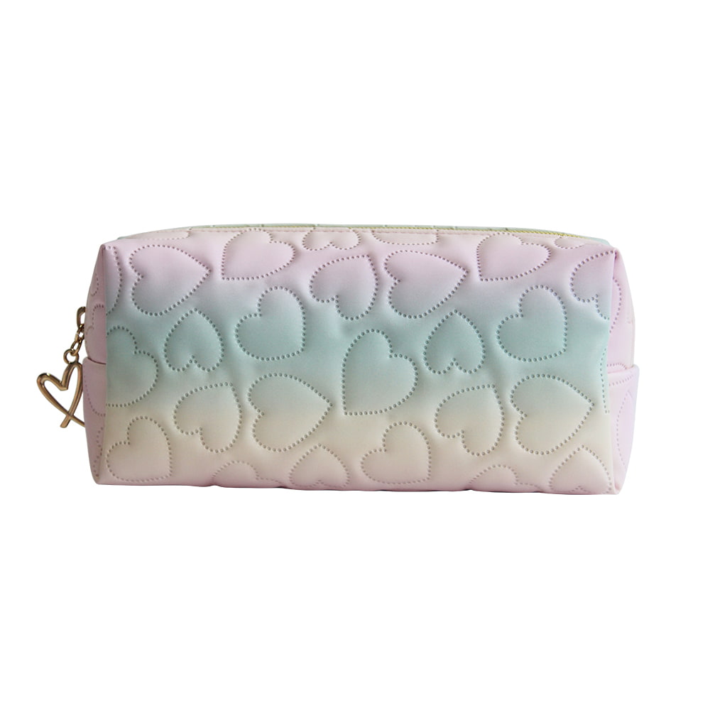 3702 Heart Patterned Ombre Travel Makeup Cosmetic Bag