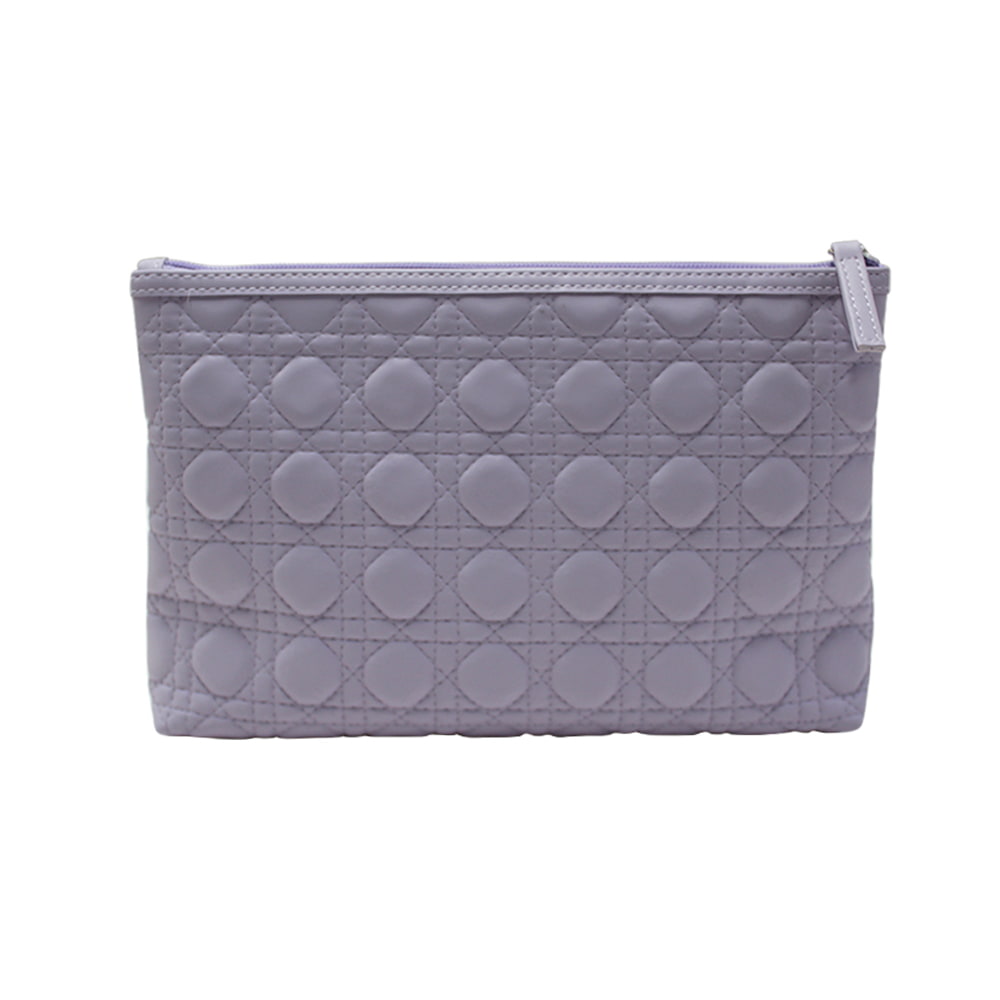 3703 Purple Cannage Stitching Portable Cosmetic Bag