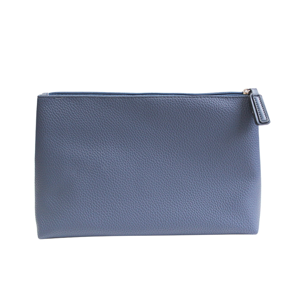 4677 Navy Blue Intrecciato Zipper Cosmetic Storage Bag