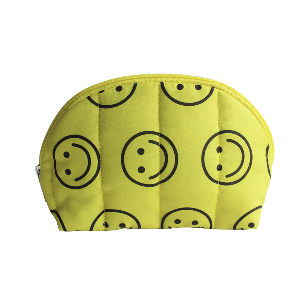 4730 Yellow Puffy Happy Print Cosmetic Organizer Bag