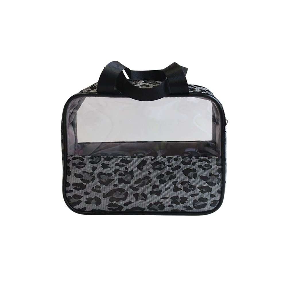 4797 Black White Leopard Print Women Cosmetic Bag