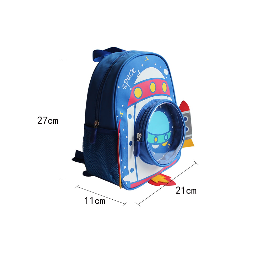 4813 3D Cartoon Rocket Print Kids Backpack School Bag