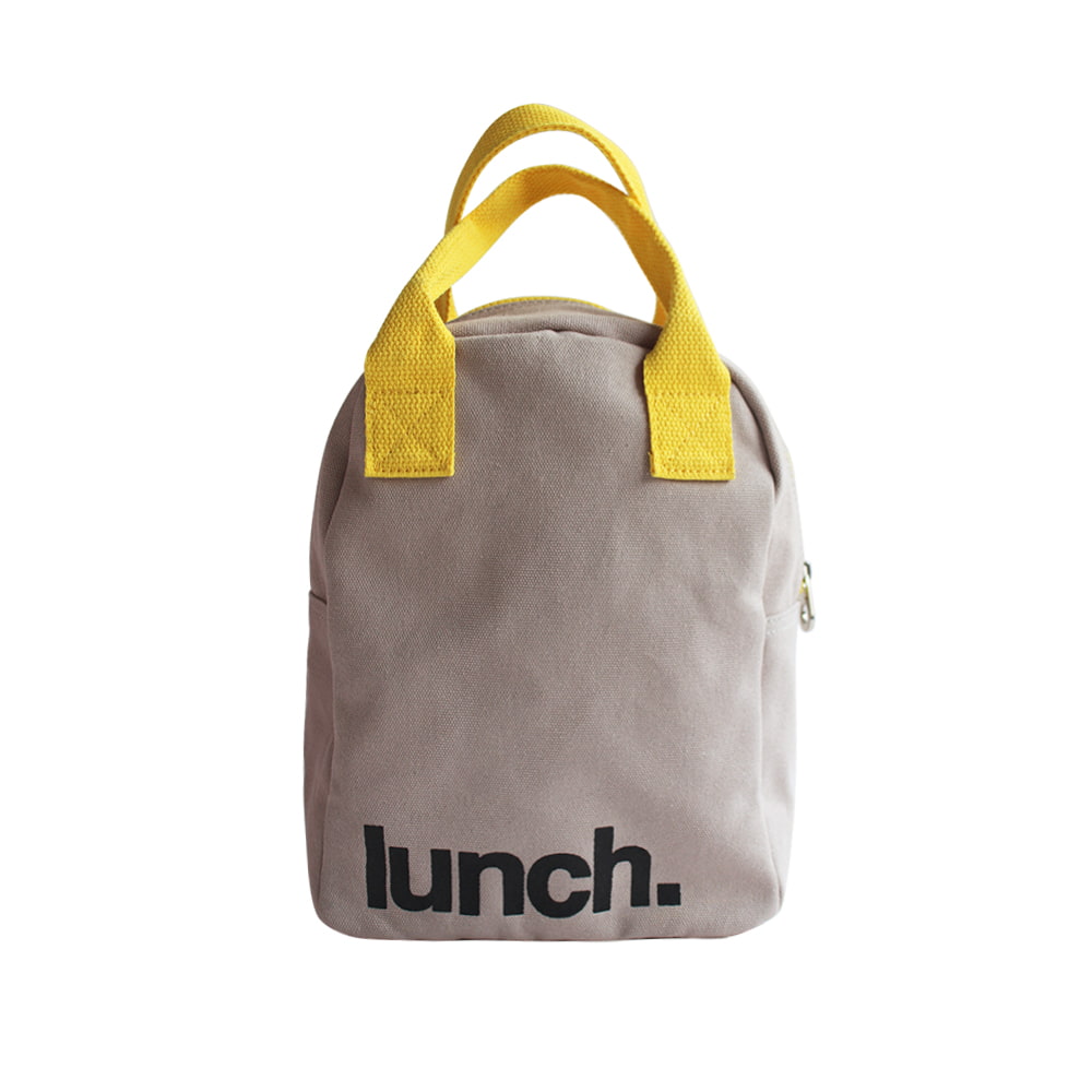 BD-GM06 Grey Yellow Eco Friendly Fluf Zipper Cooler Lunch Bag