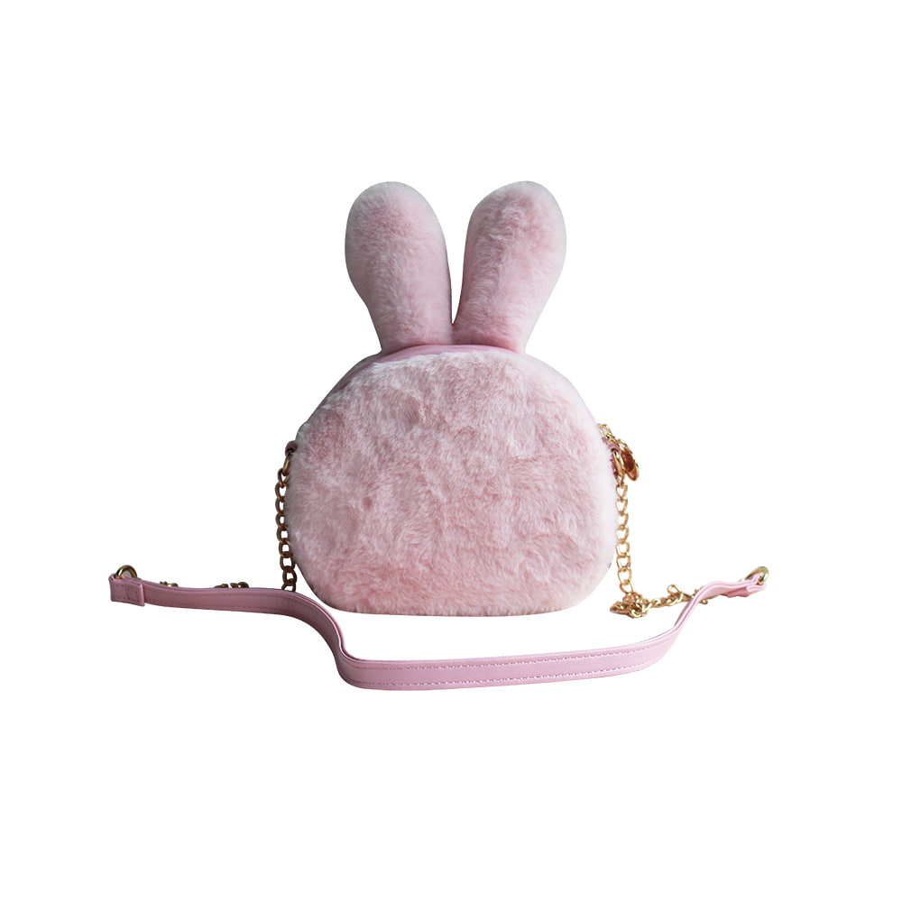 3437 Cute Plush Pink Bunny Girls Crossbody Bag