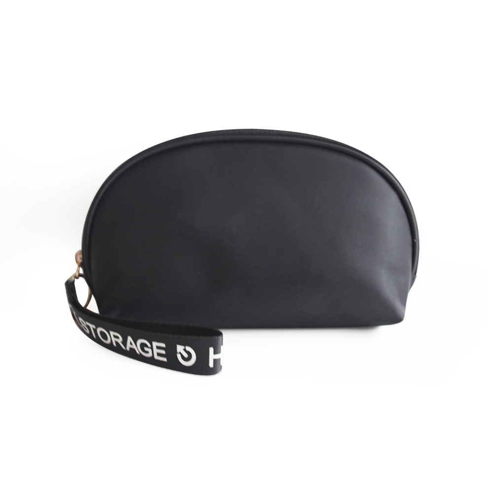 4050 Black PU Leather Waterproof Zipper Cosmetic Bag