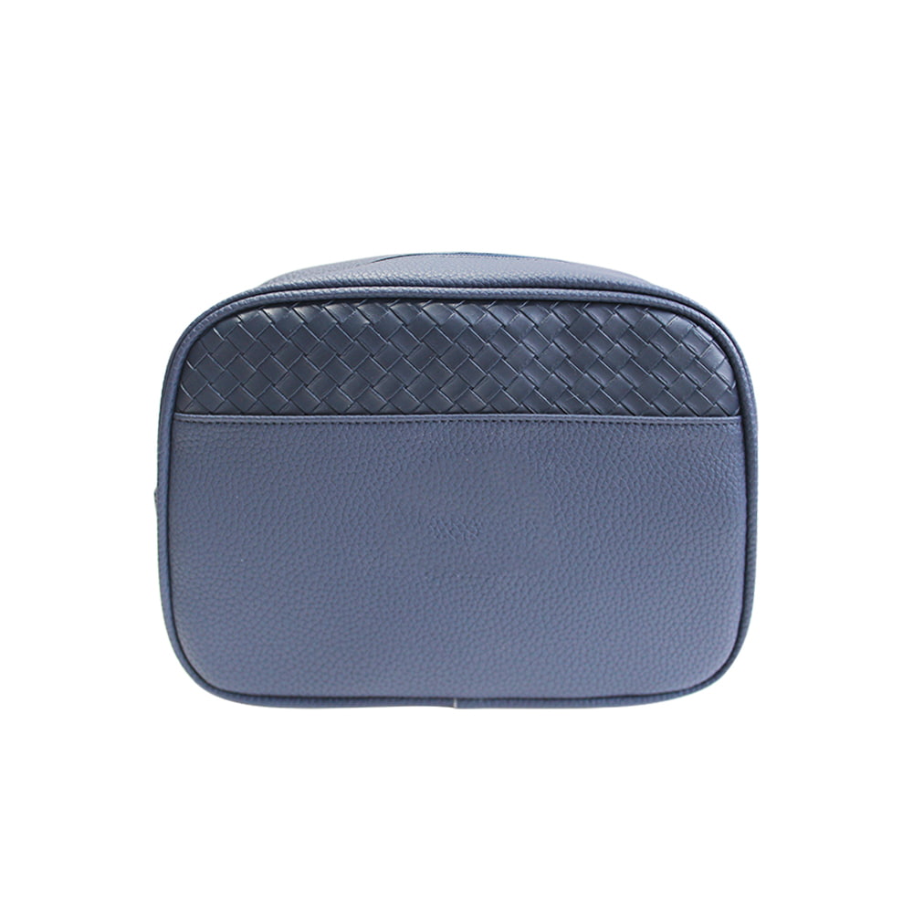 4678 Vintage Navy Blue Intrecciato Leather Cosmetic Bag