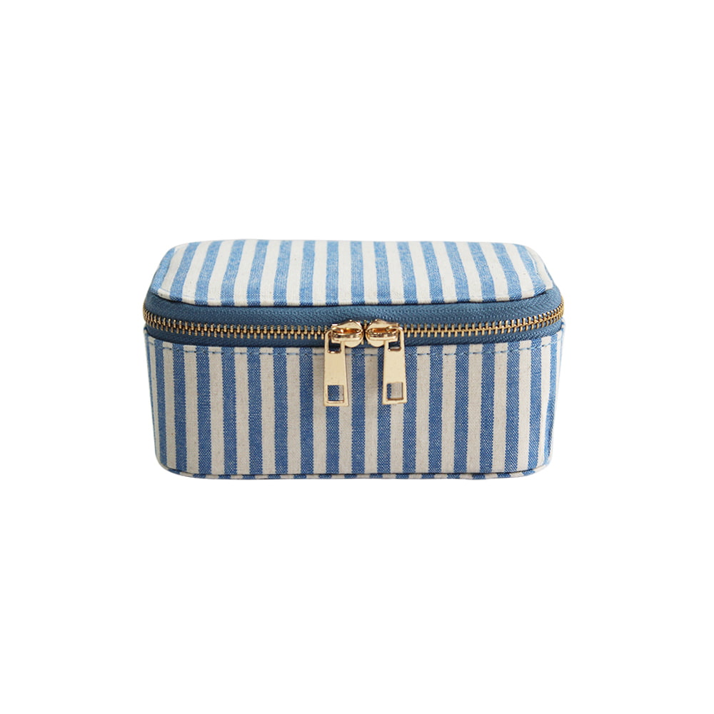 4715 Fashion Striped Double Zip Jewellery Storage Box