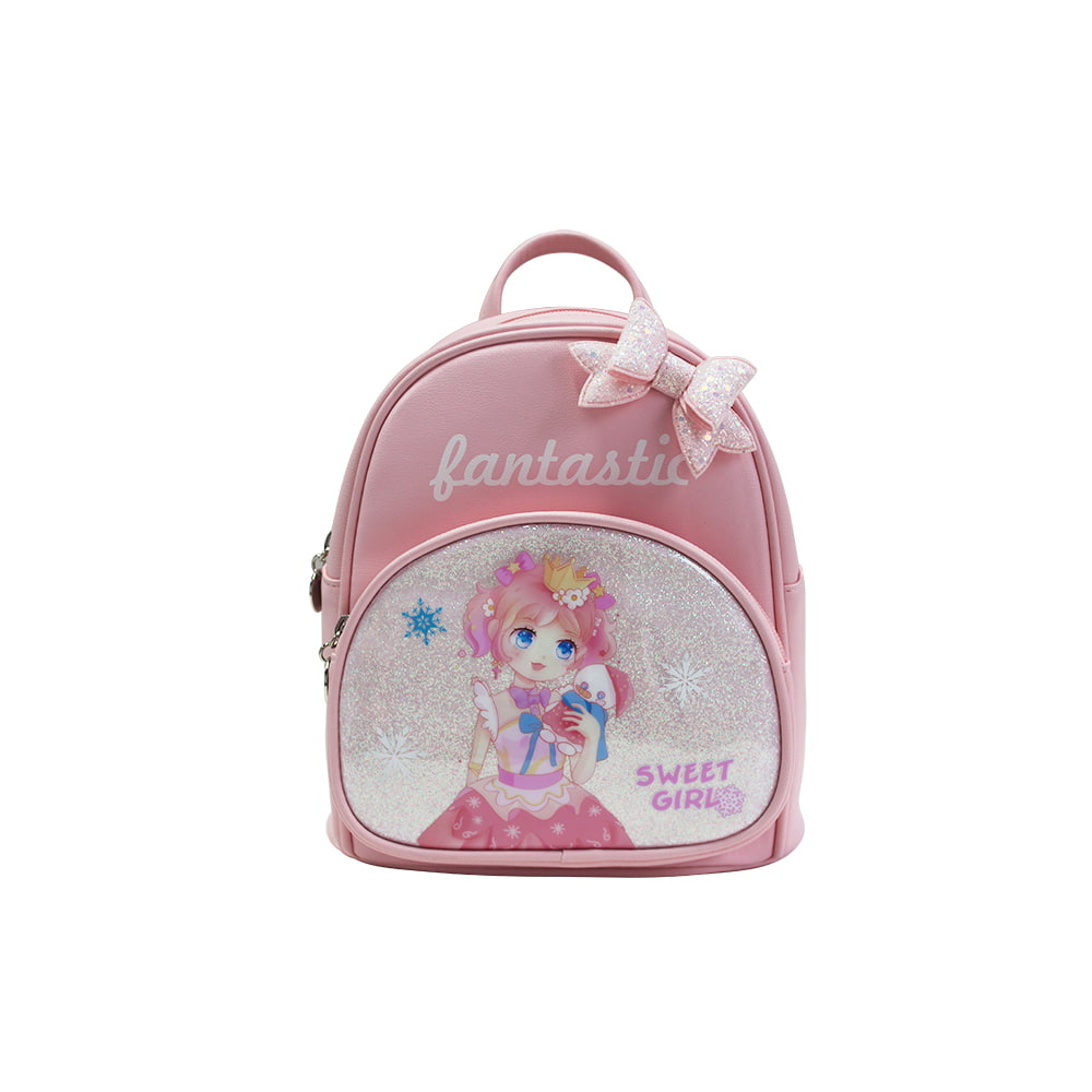 4717 Glitter Pink Cute School Backpack for Girls