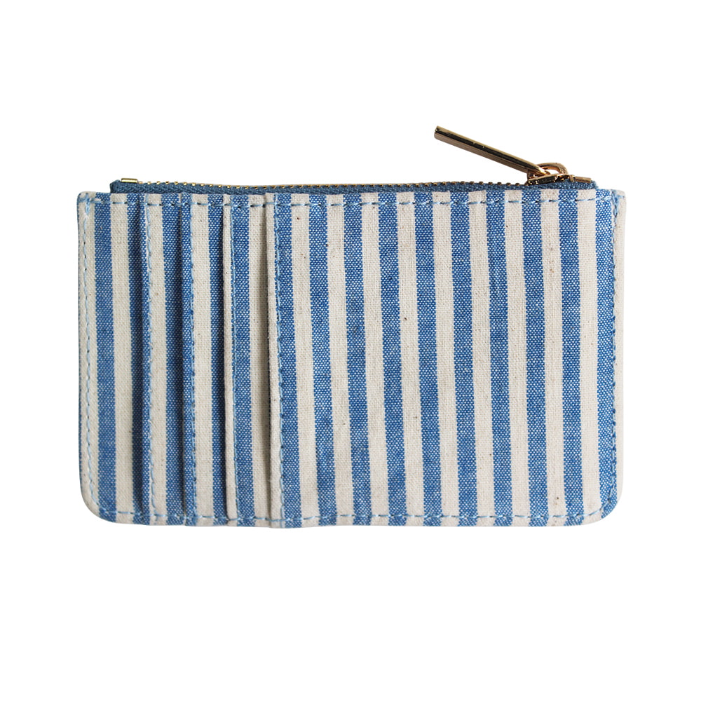 4729 Blue and White Stripes Zipper Makeup Cosmetic Bag