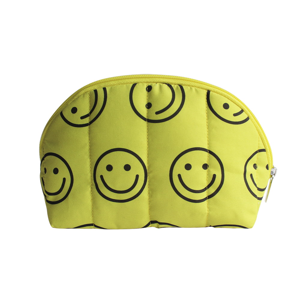 4730 Yellow Puffy Happy Print Cosmetic Organizer Bag