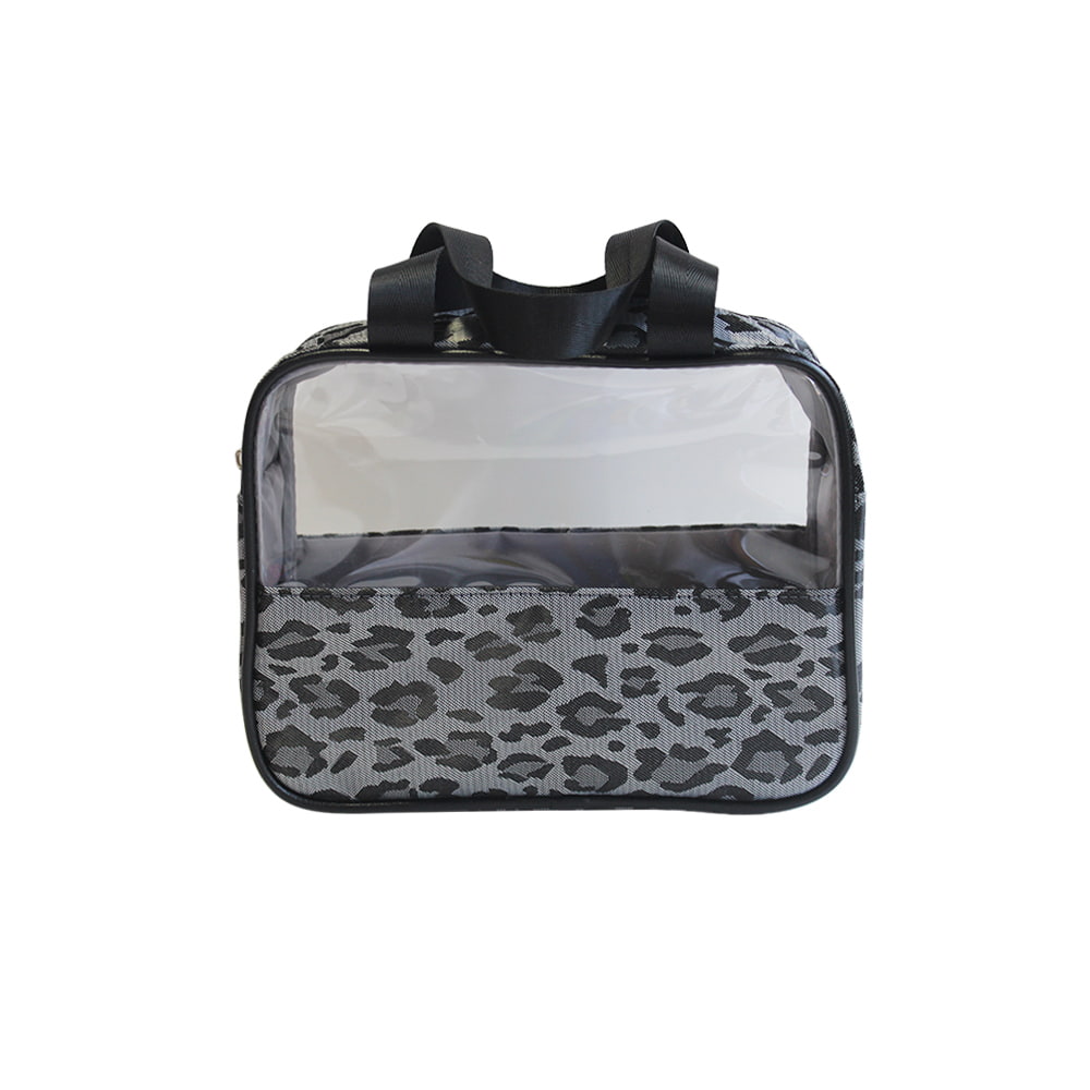 4797 Black White Leopard Print Women Cosmetic Bag