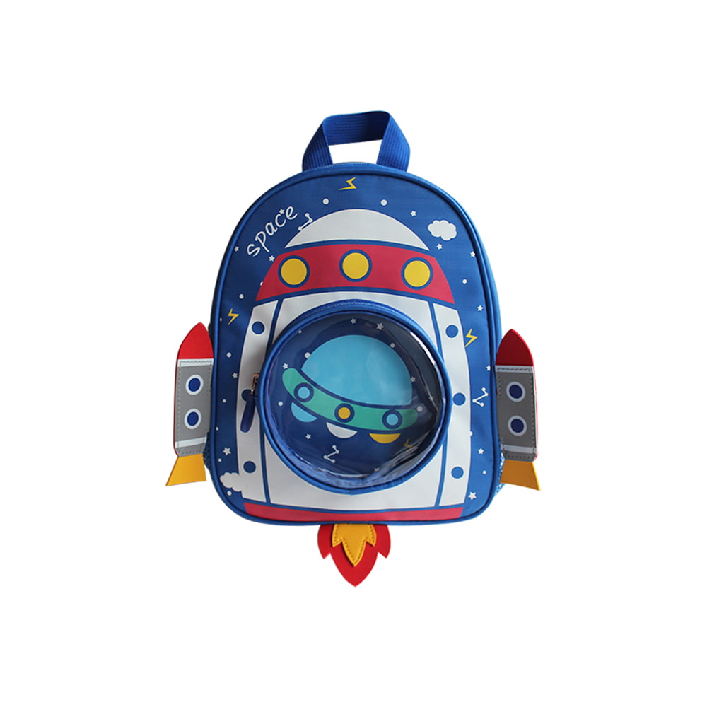 4813 3D Cartoon Rocket Print Kids Backpack School Bag