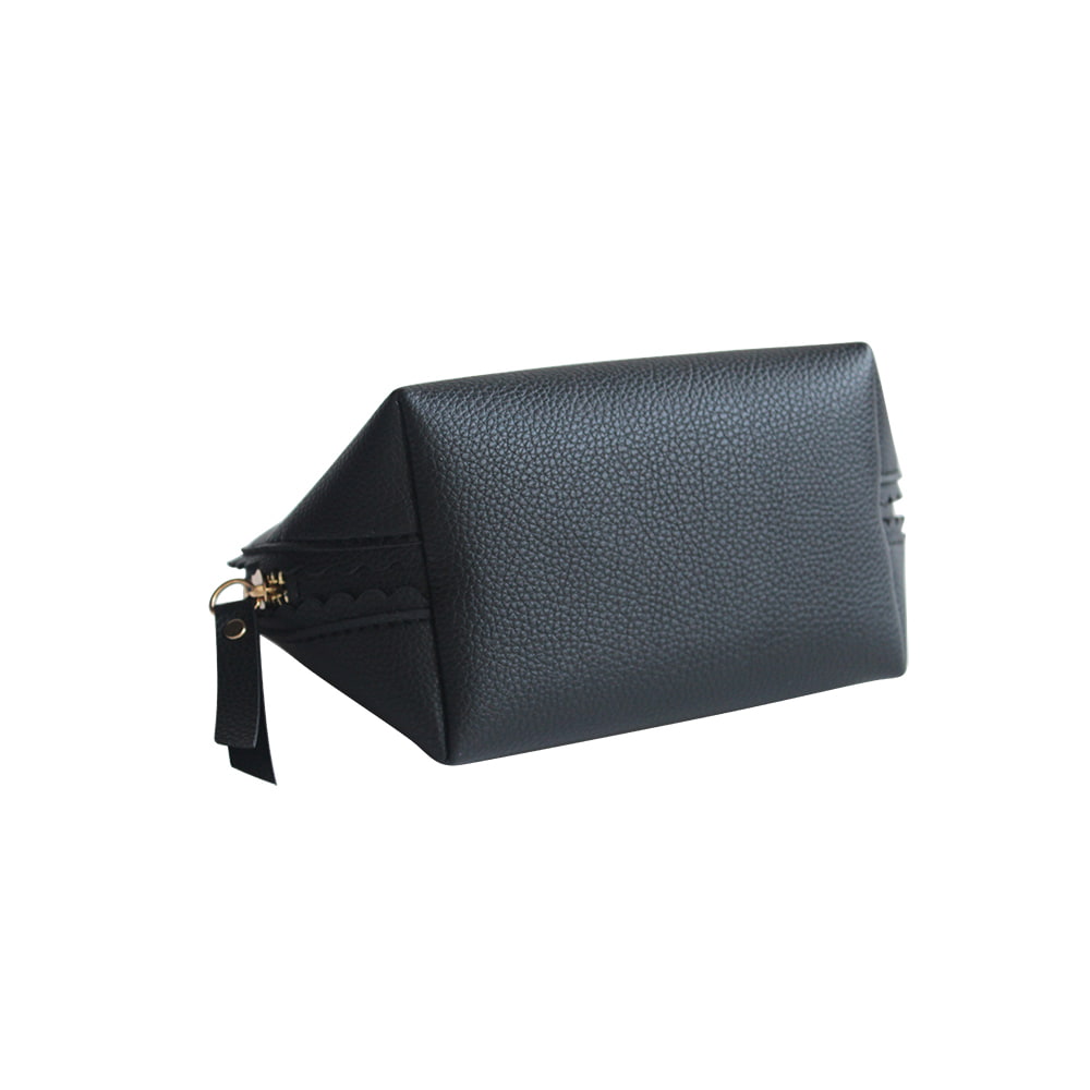 2922 Multifunction Black Leather Mini Cosmetic Pouch