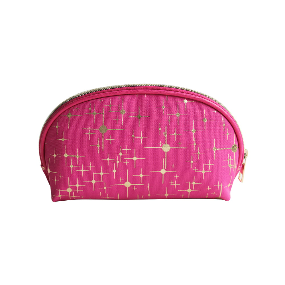 3680 Gold Star Print Zipper PU Leather Cosmetic Bag