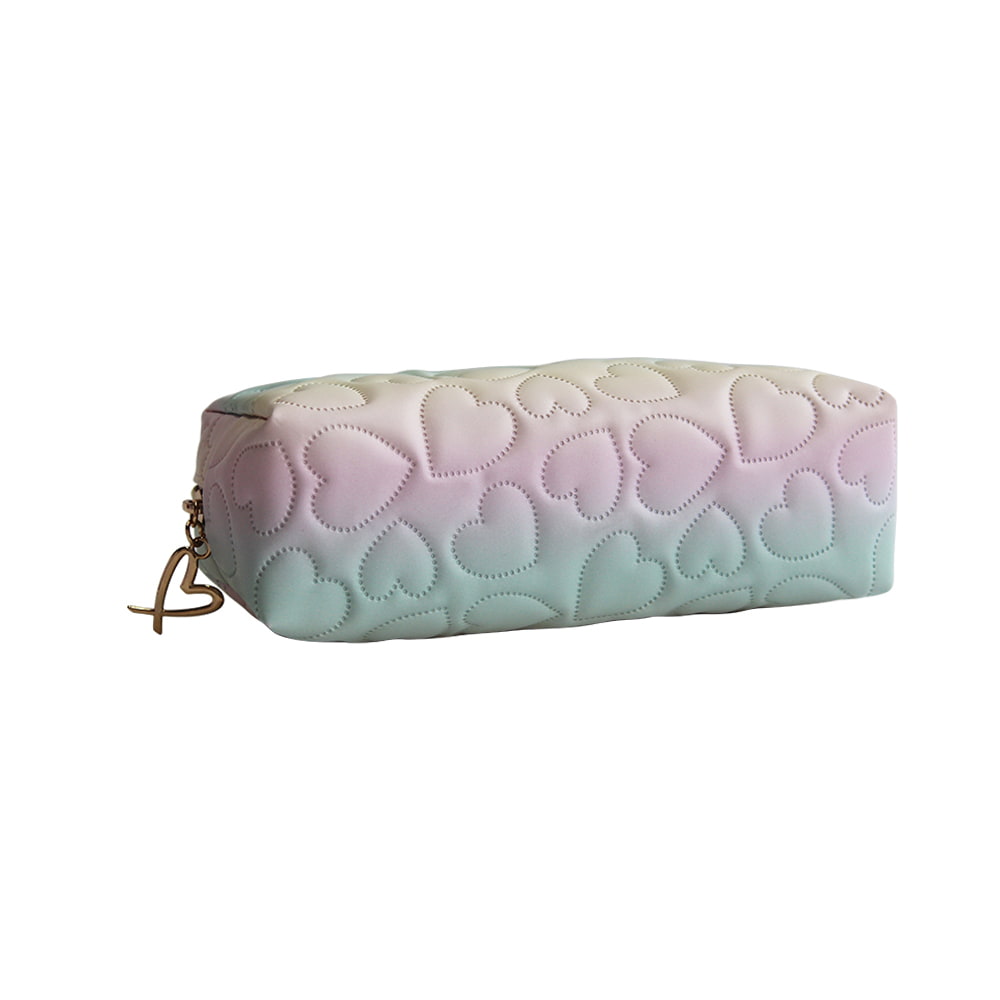 3702 Heart Patterned Ombre Travel Makeup Cosmetic Bag