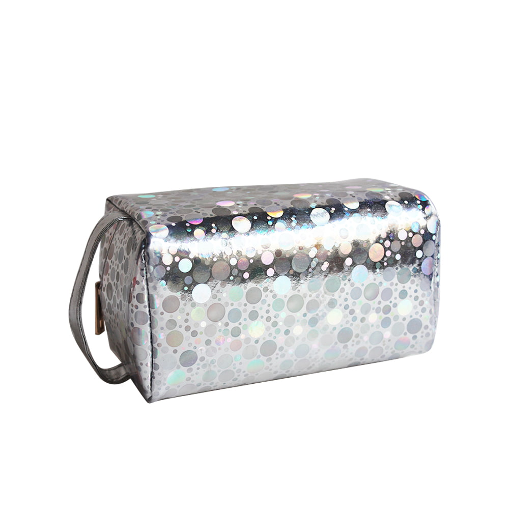 4068 Holographic Polka Dots Pattern Zipper Cosmetic Bag