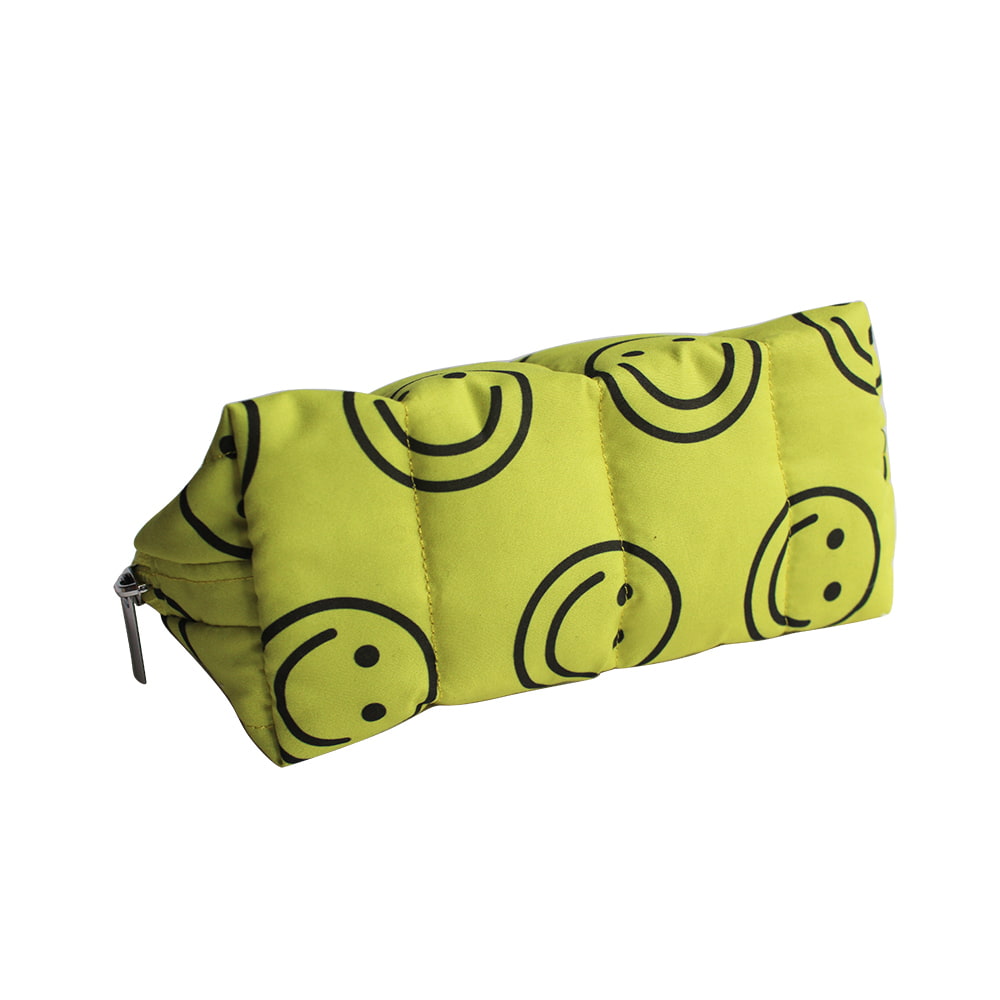 4730 Yellow Puffy Happy Print Cosmetic Organizer Bag