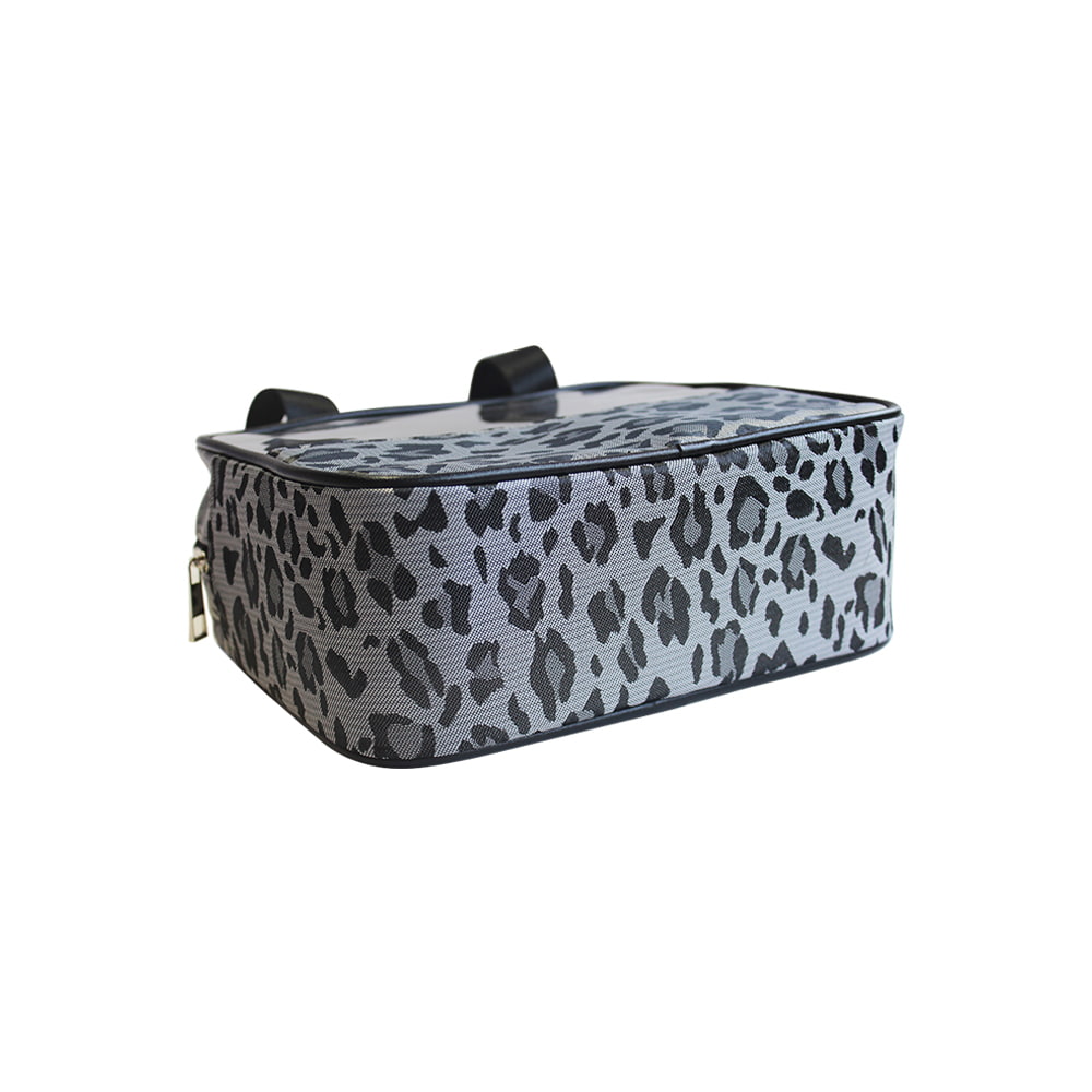 4797 Black White Leopard Print Women Cosmetic Bag